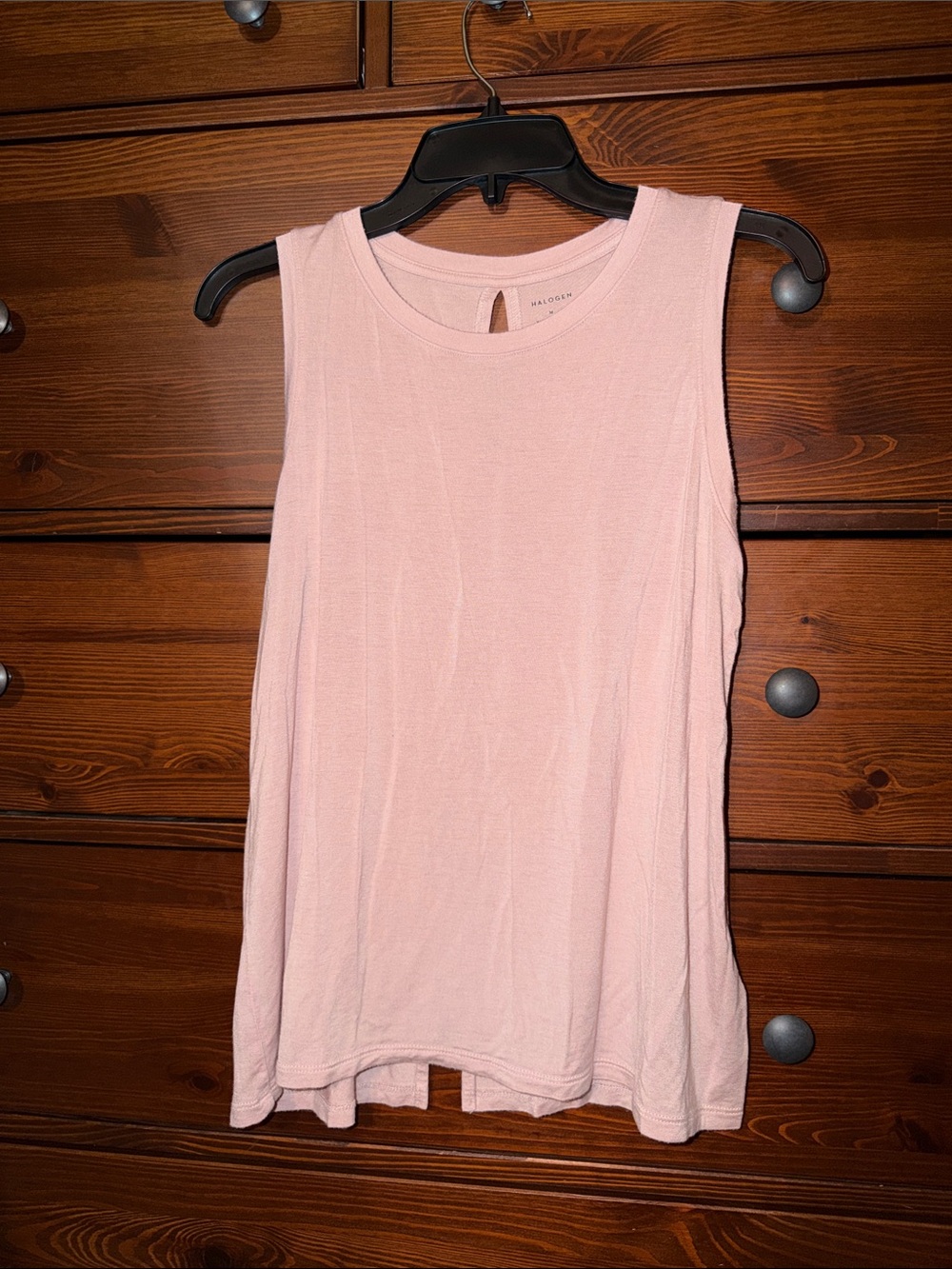 Halogen Dusty Rose Pink Keyhole Back Sleeveless Knit Tank Top Medium